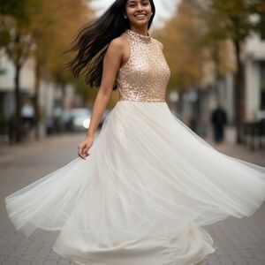 Speechless Sz 10 Children's Flower Girl Jr Bridesmaid Dress Champagne & Cream